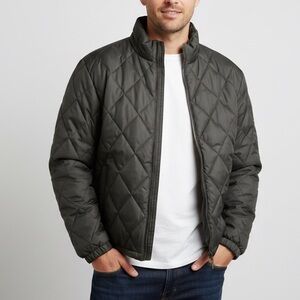 Steve & Barry's Mens Double Goose Down Jacket XXL Diamond Print Full Zip EUC